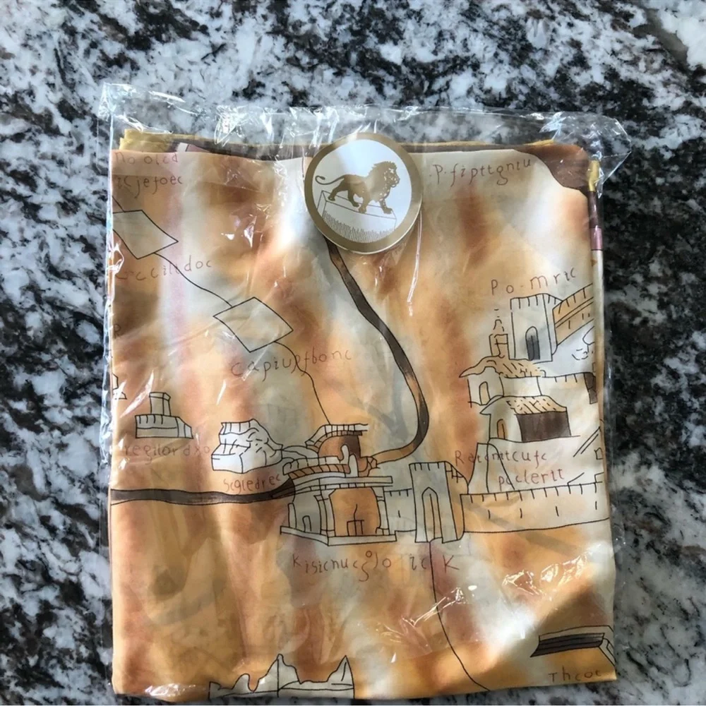 Ancient Rome Vintage Tan Silk Scarf